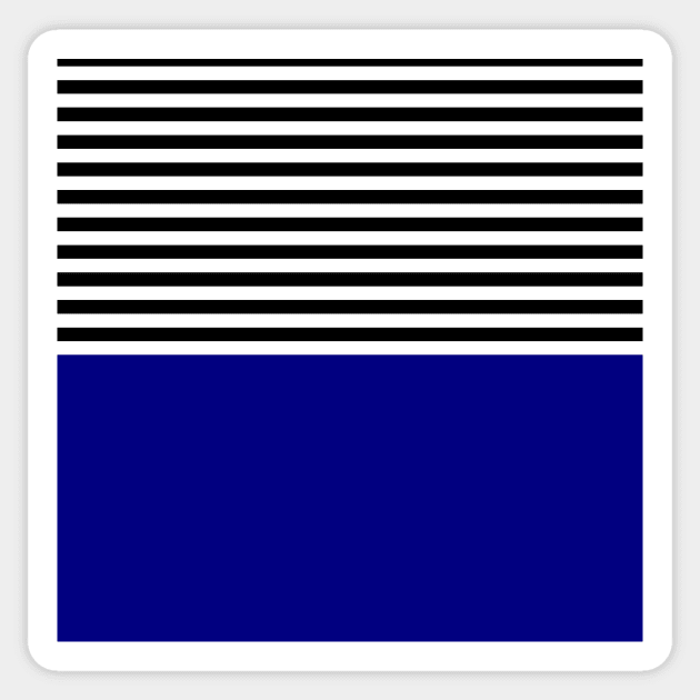 Navy Blue With Black and White Stripes Pattern Sticker by AmazingStuff